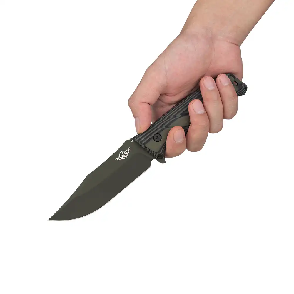 OKNIFE Fortitude feststehendes Messer mit Cerakote-Klinge und Scheide mit Clip für Survival 