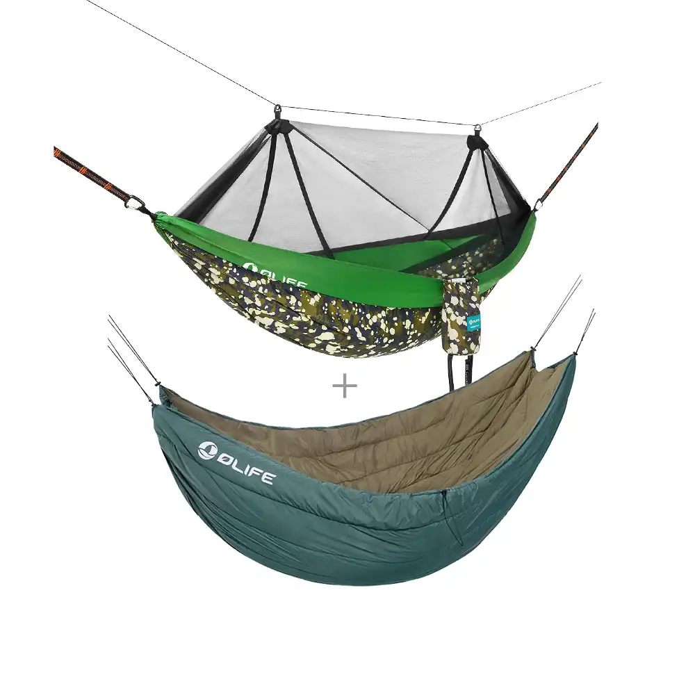 Outdoor-Hängematte mit Moskitonetz Olife und Camping-Hängematte Underquilt Sunbreeze Bundle