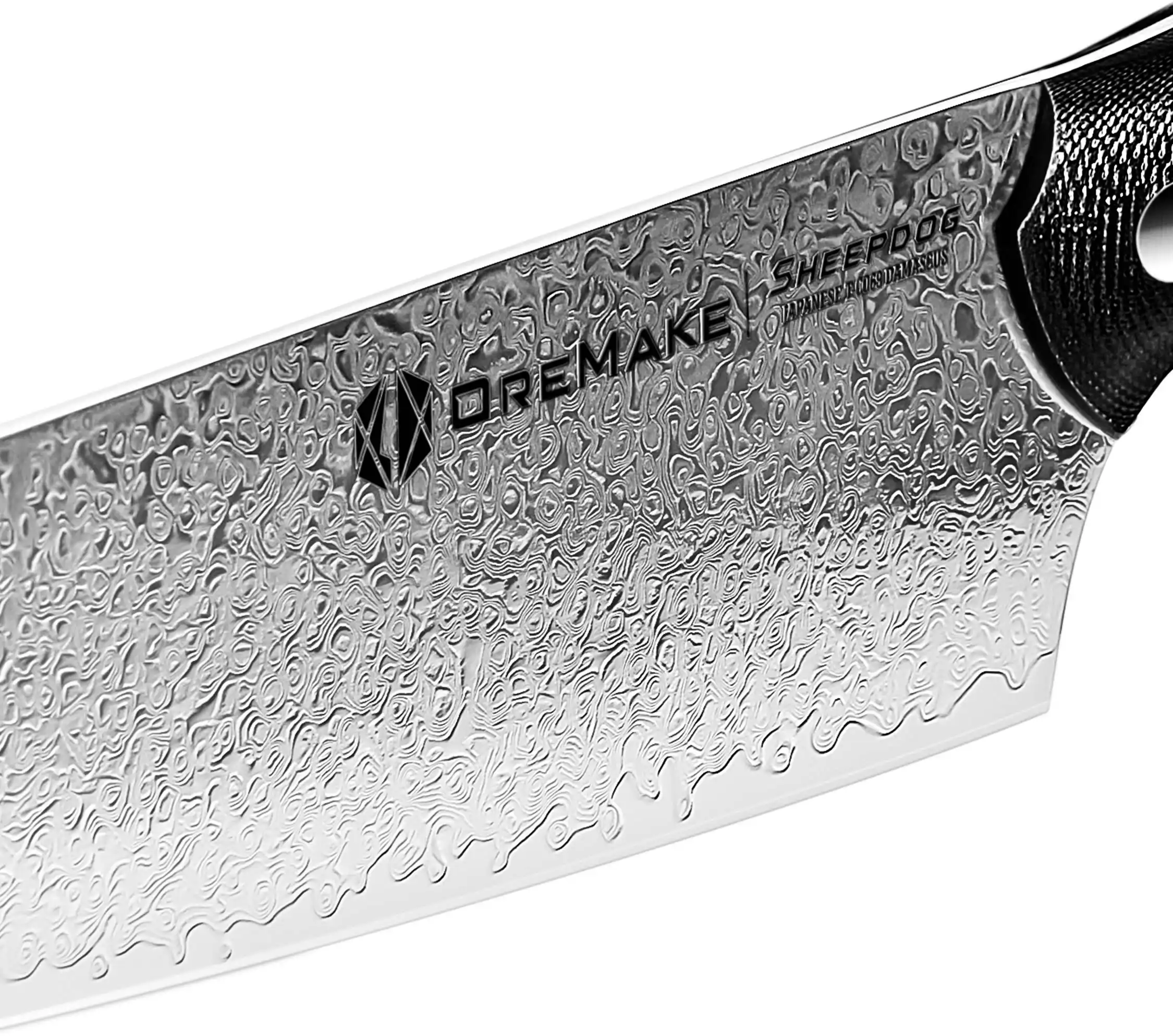 OREMAKE Küchenmesser aus Damaszenerstahl mit G10-griff Sheepdog Kiritsuke (203mm Klingenlänge)