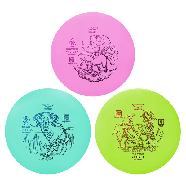 Yikun Discs Tiger Lite Discgolf Frisbee Starter Set (3 Stück)