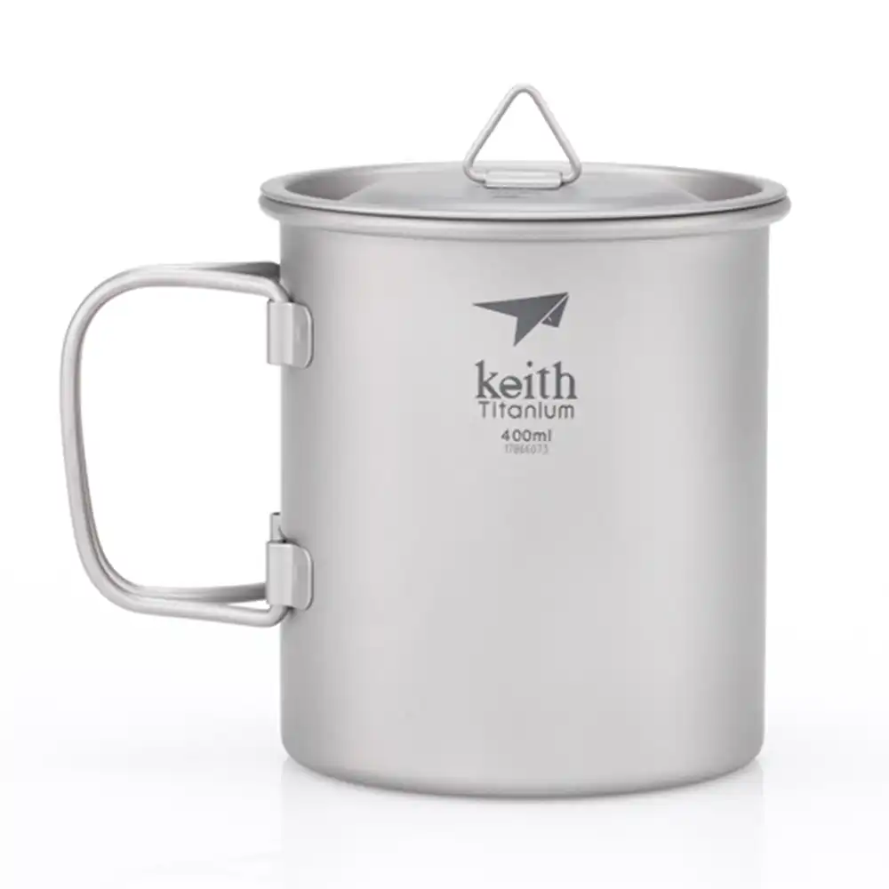 KEITH Titanbecher mit faltbarem Griff und Deckel