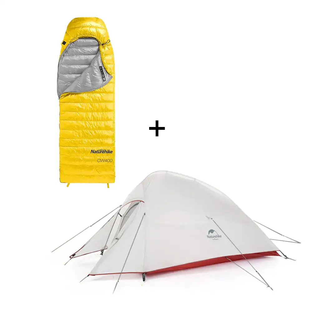 Wanderzelt für 2 Personen mit Mumienschlafsack Naturehike Bundle