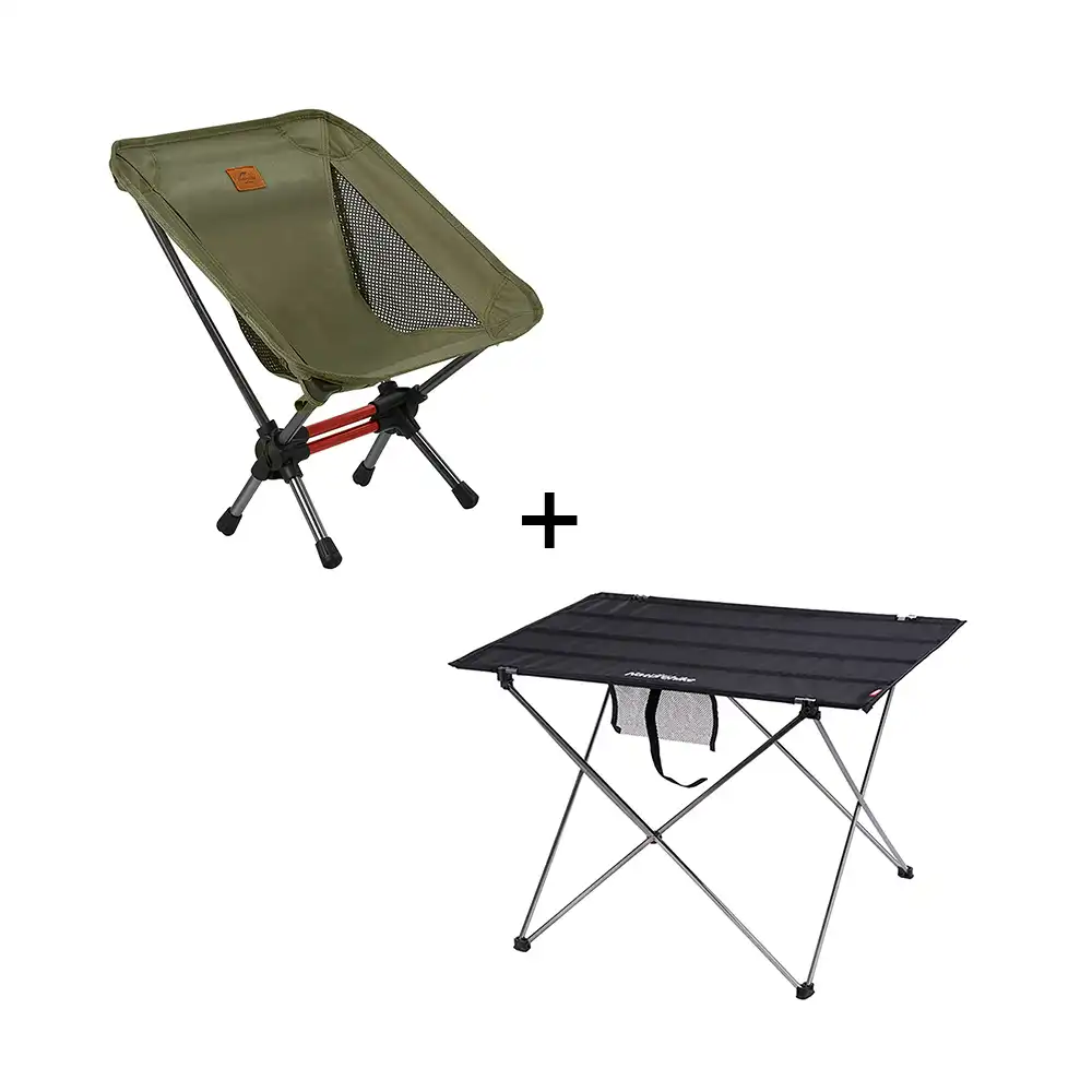 Klappbarer Campingtisch mit Klappbarer Campingstuhl Naturehike Bundle