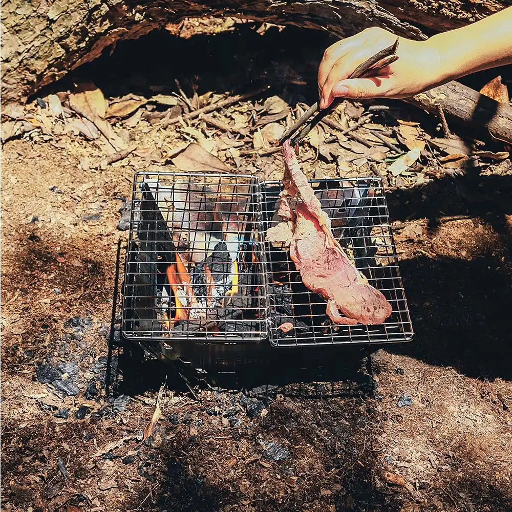FIRE-MAPLE Maverick Camping-Holzkocher (4 Paneele) mit Profi-Kochset Bundle