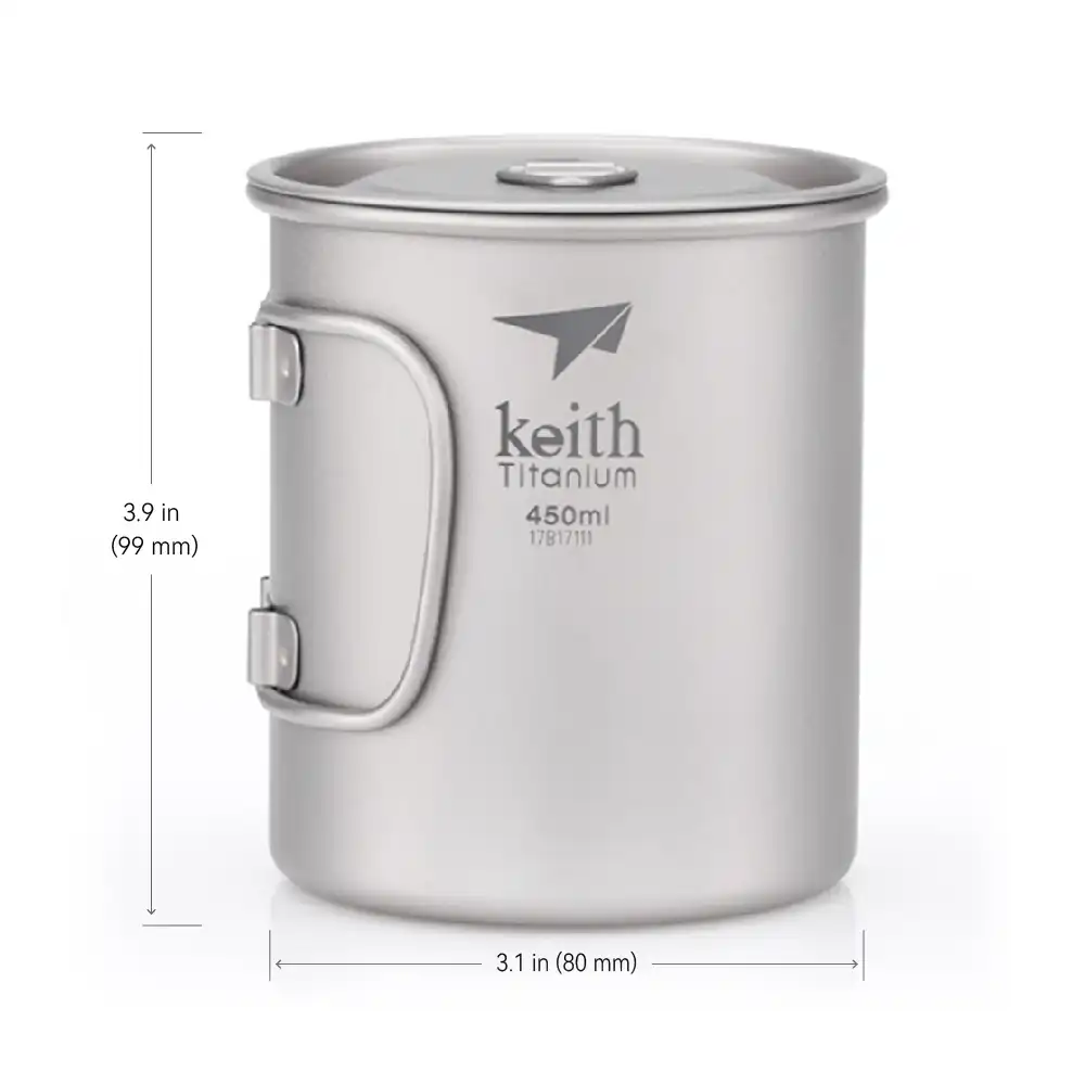KEITH Titanbecher mit faltbarem Griff und Deckel
