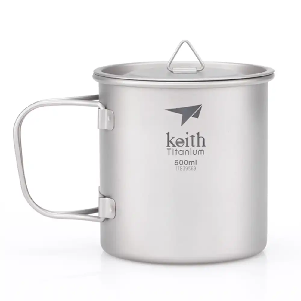 KEITH Titanbecher mit faltbarem Griff und Deckel
