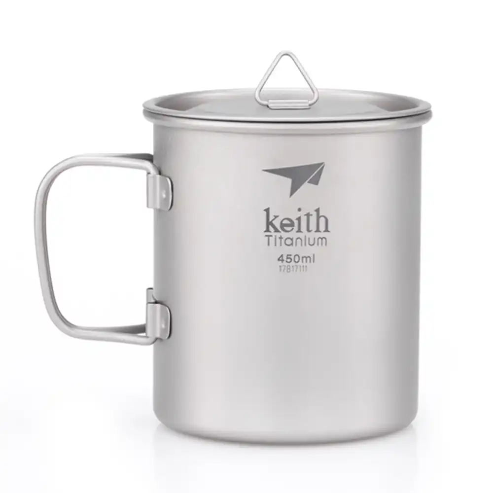 KEITH Titanbecher mit faltbarem Griff und Deckel