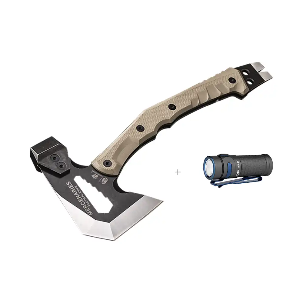 Abenteuer taktische Mercenaries Tomahawk Axt FT-02 HX mit Baton 3 Cobblestone Taschenlampe Bundle