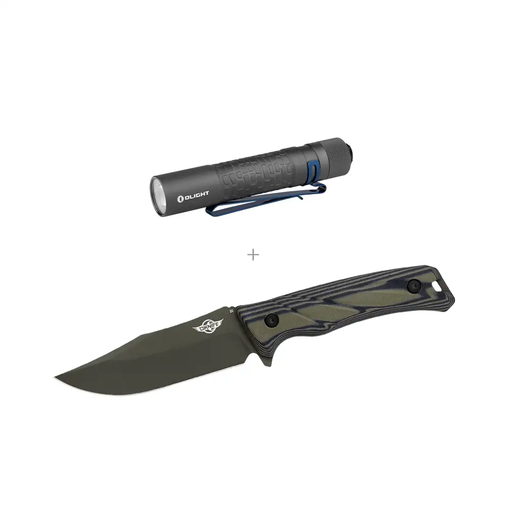 Fortitude feststehendes Messer mit I5R Gunmetal Cobblestone EOS Taschenlampe Bundle